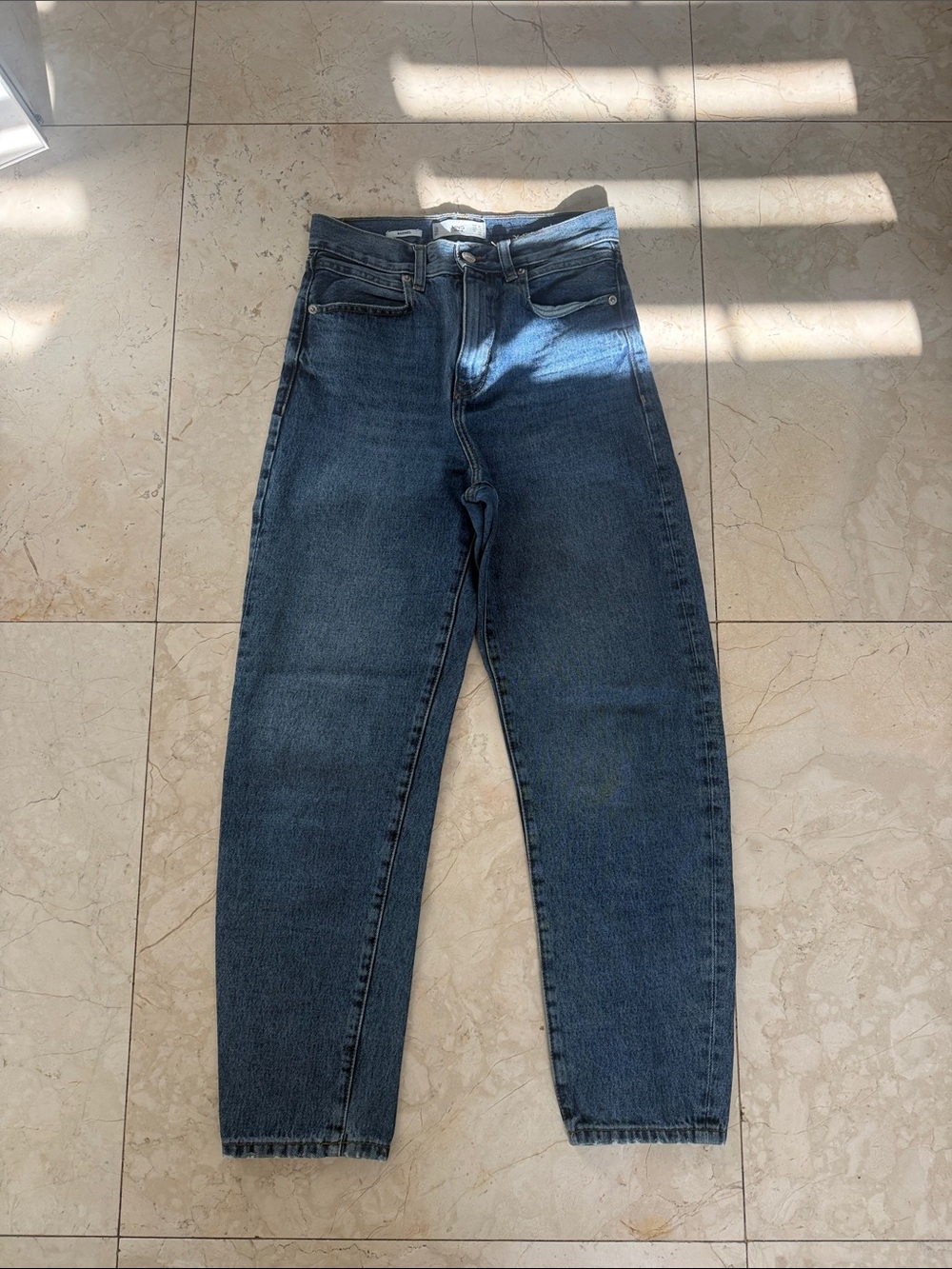 Mango Dark Blue High-Rise Mom Jeans
